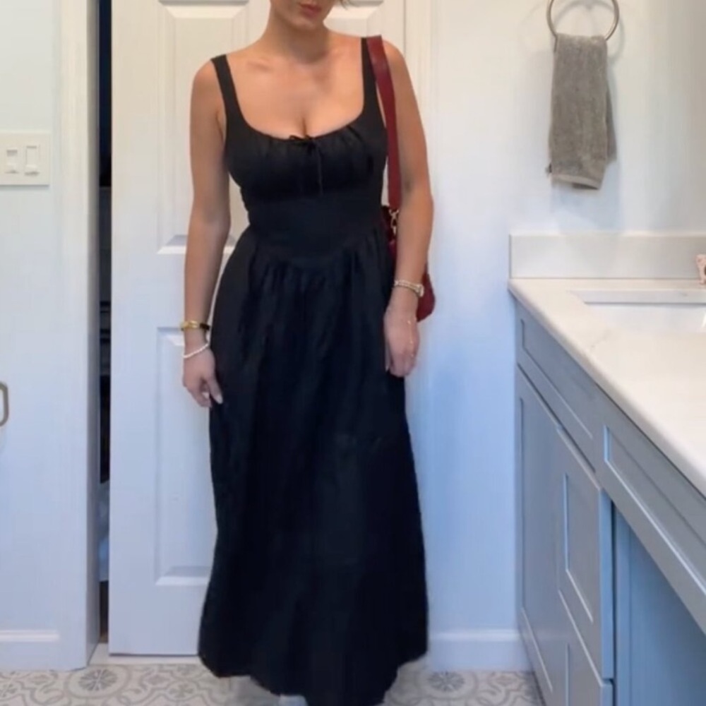 Nwt Reformation Balia Linen Sleeveless A Line Midi Dress Black